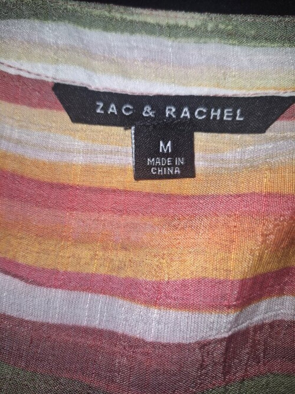 Zac & Rachel Striped Blouse Top Womens Medium M Pink Orange Boho - Picture 3 of 5